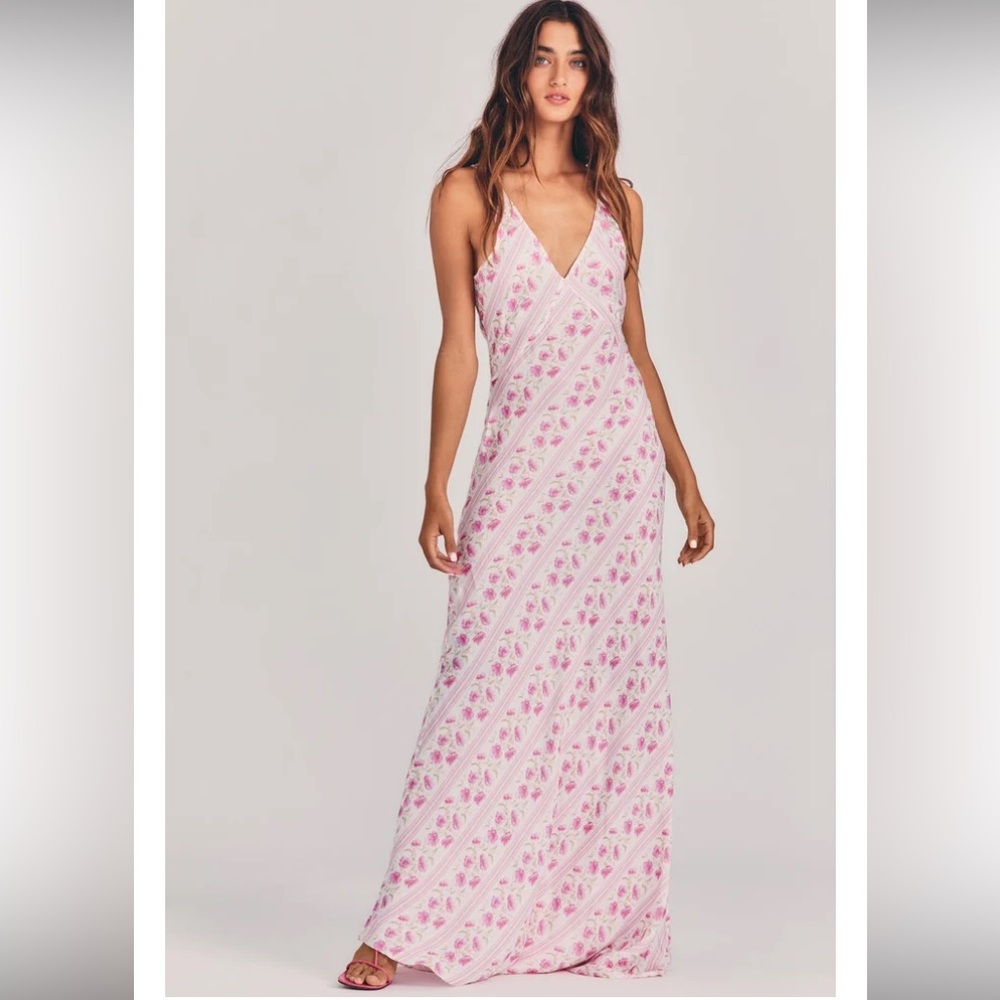 LoveShackFancy Pink Floral Maxi Dress